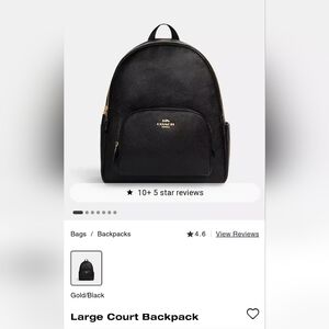 Gently Used Coach Large Court Backpack in Black Leather